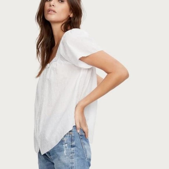 NWT Michael Stars Patsy White Cotton Top Sz. S - Picture 2 of 9